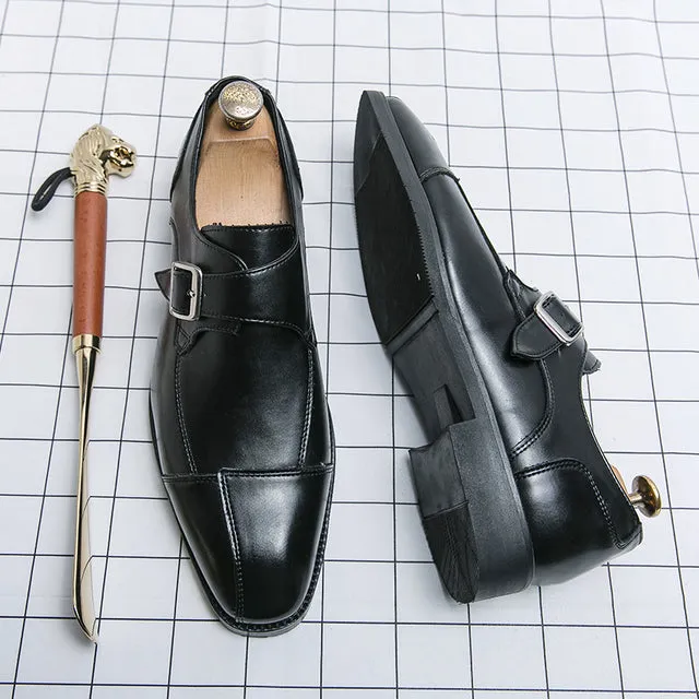 Oxford Men Shoes Faux Leather Double Buckle