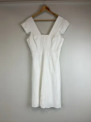 Oxford Womens White Cotton Midi Dress Size 10