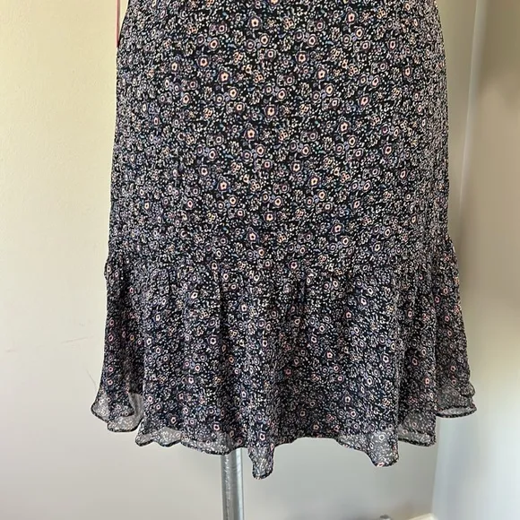 PARKER Silk Tacoma Dress Viceroy Flutter Sleeve Ruched Floral Navy Blue Sz 4 NEW