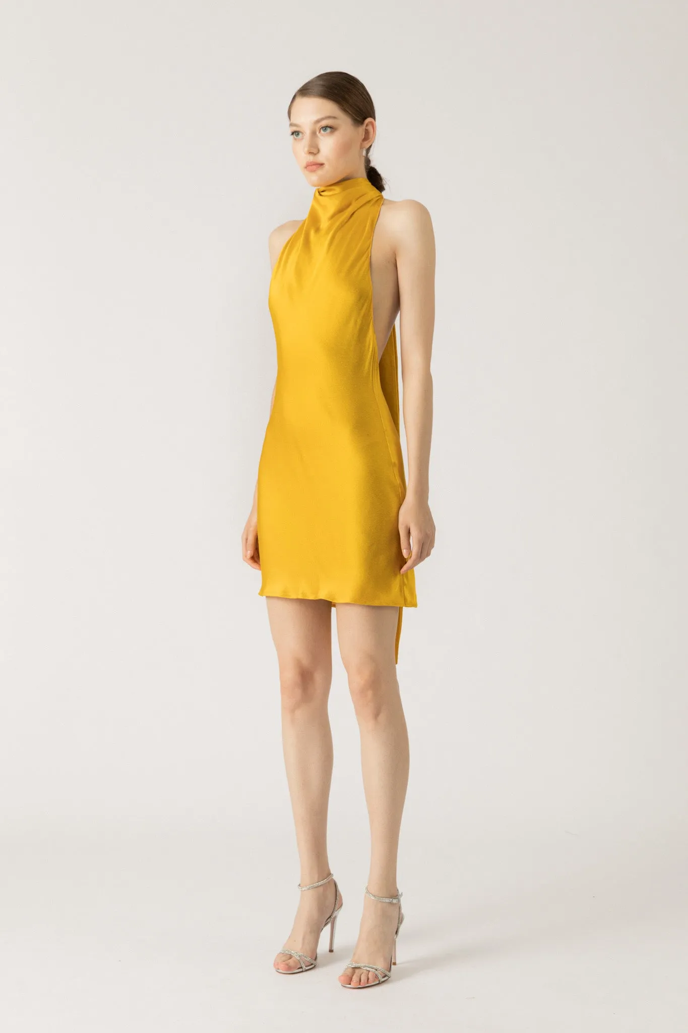 Penny Backless Satin Mini Dress