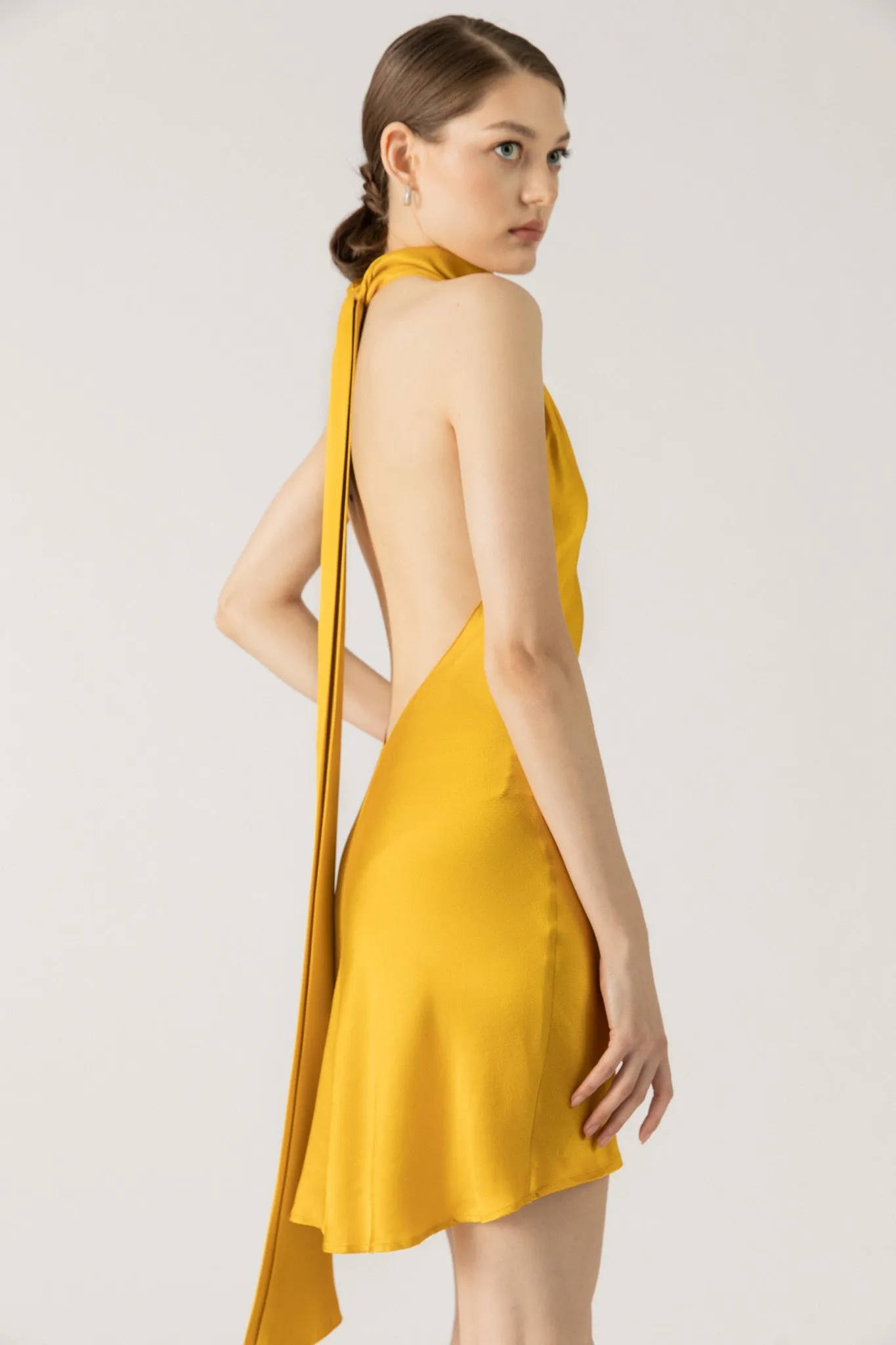 Penny Backless Satin Mini Dress