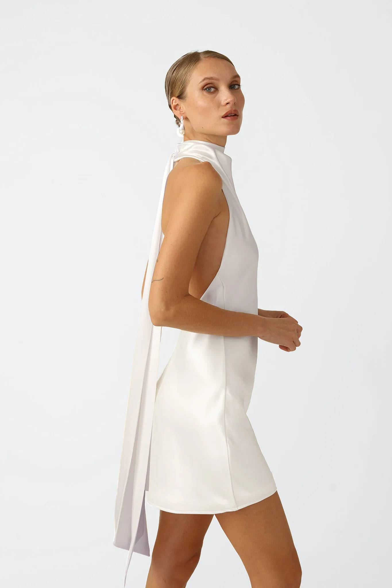 Penny Backless Satin Mini Dress
