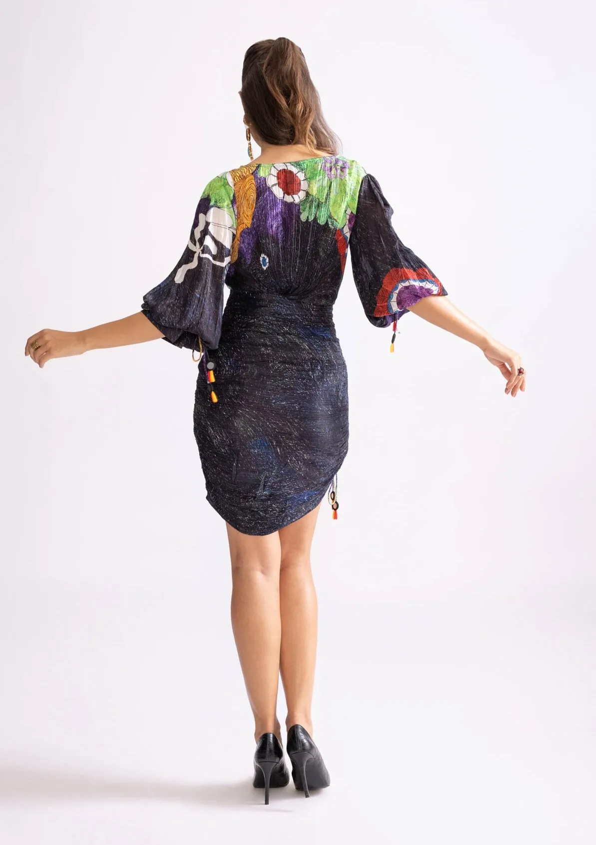 Penny black pleat mini dress
