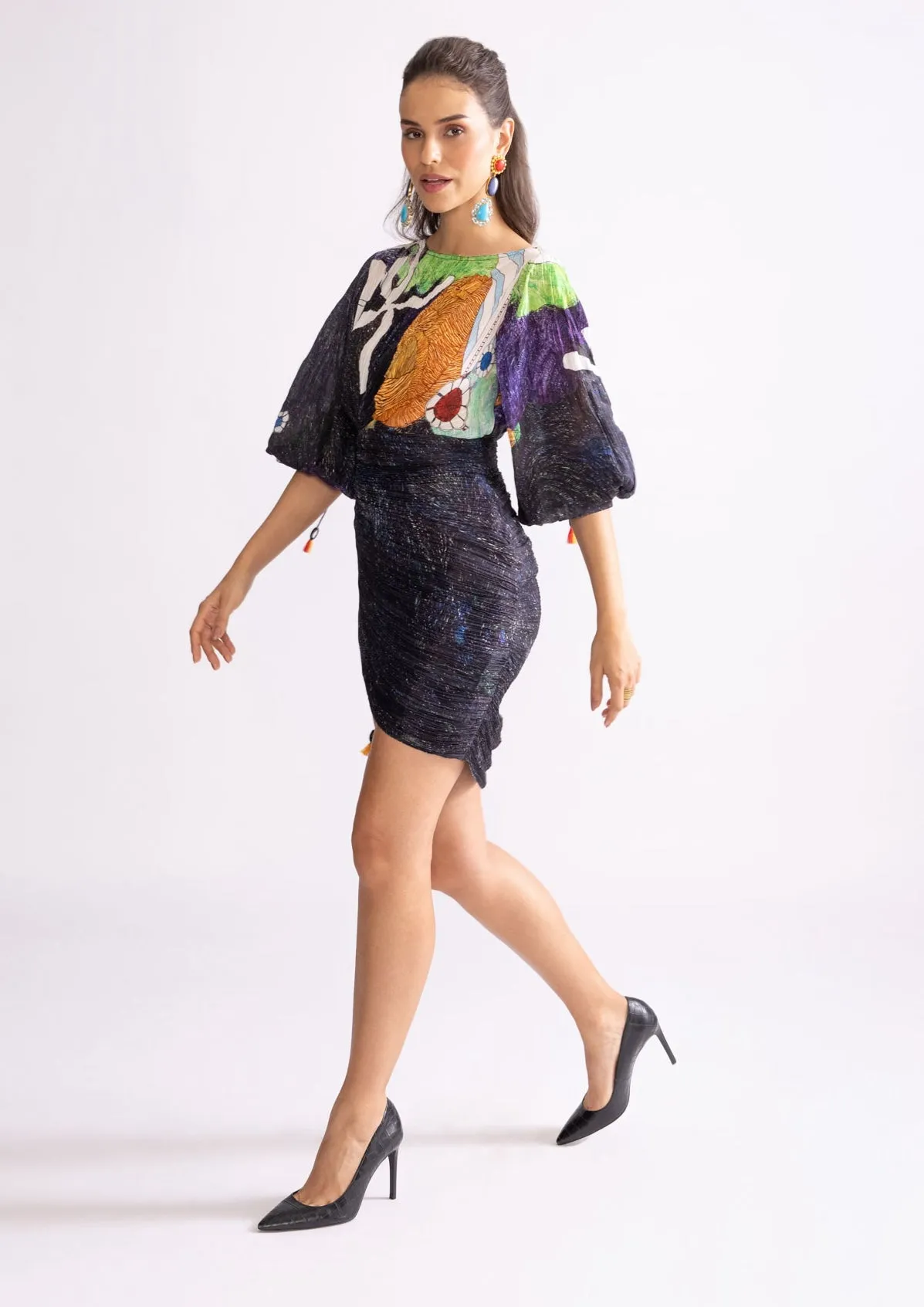 Penny black pleat mini dress
