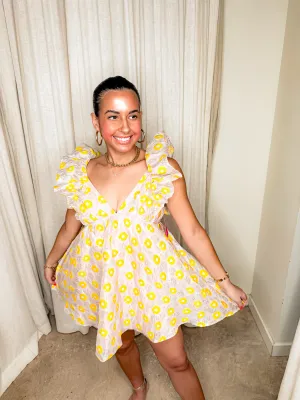 PENNY RUFFLE SLEEVE SHORT DRESS