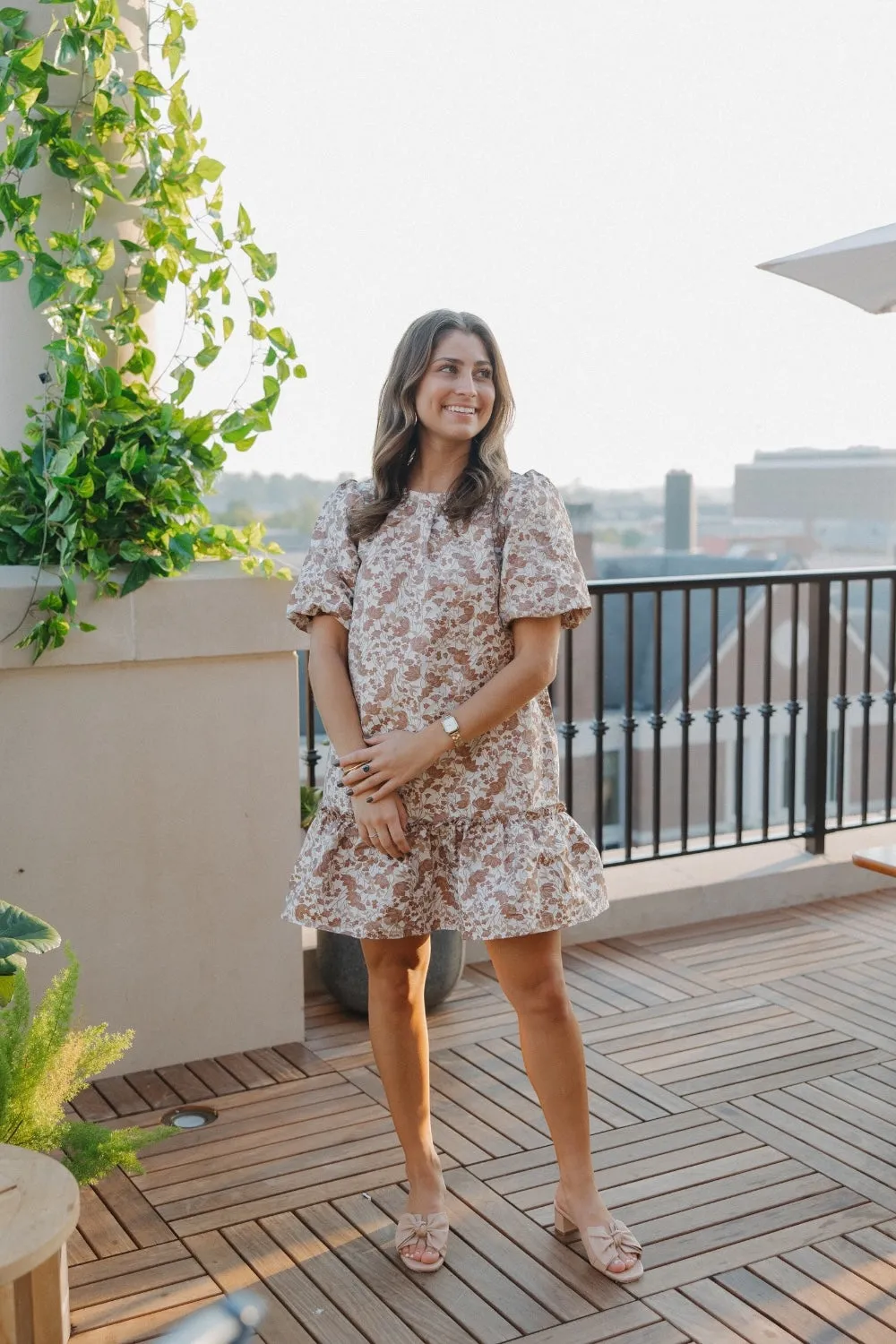 Penny Short Floral Puff Sleeve Tiered Dress
