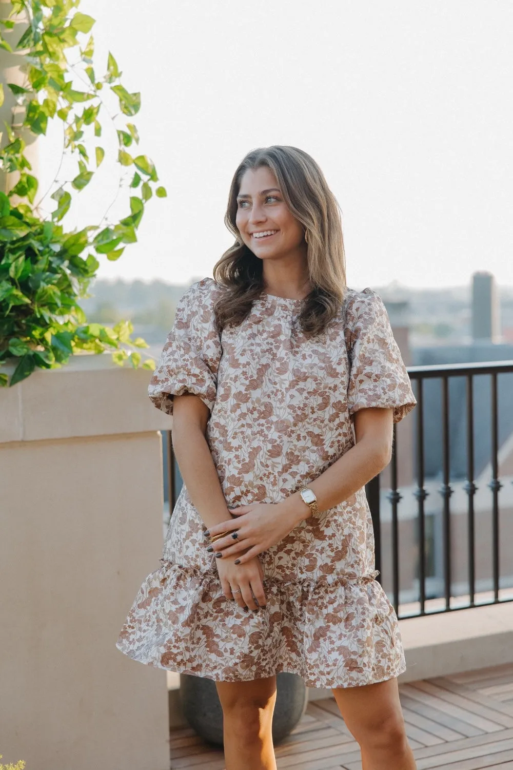 Penny Short Floral Puff Sleeve Tiered Dress