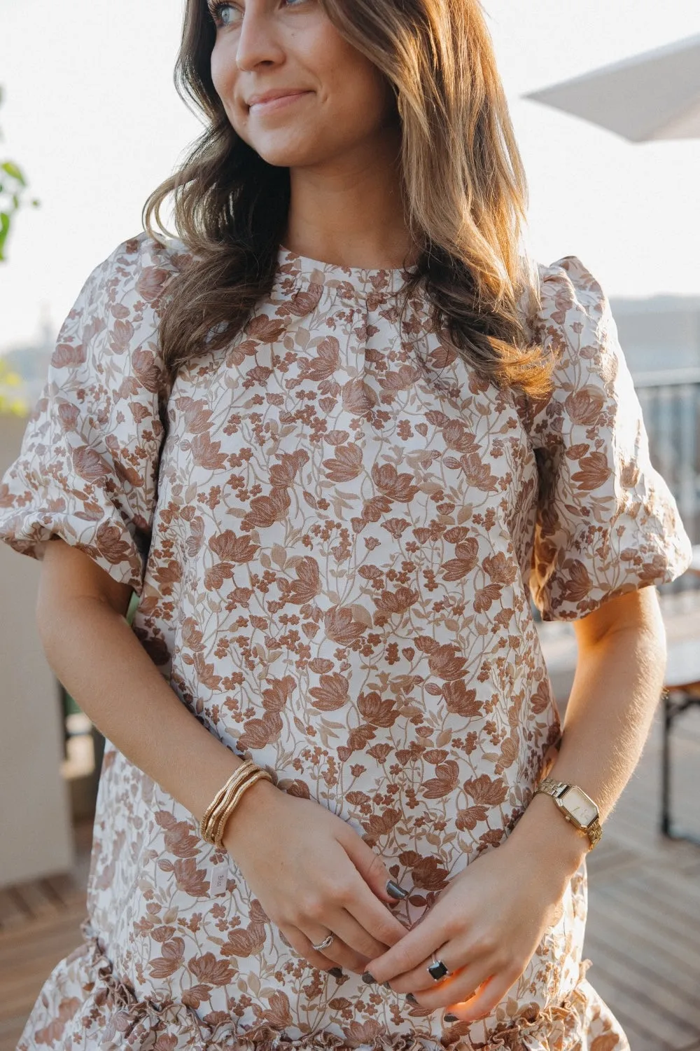 Penny Short Floral Puff Sleeve Tiered Dress