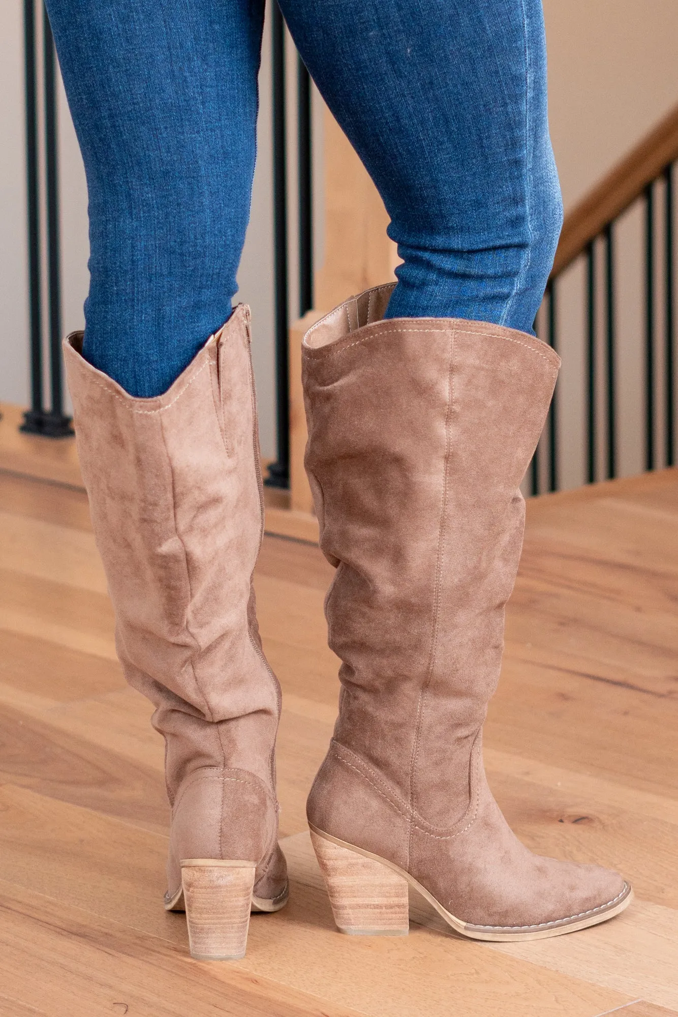 Penny Wide Slouchy Tall Boots - Taupe
