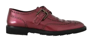 Pink Leather Monkstrap Dress Formal Shoes