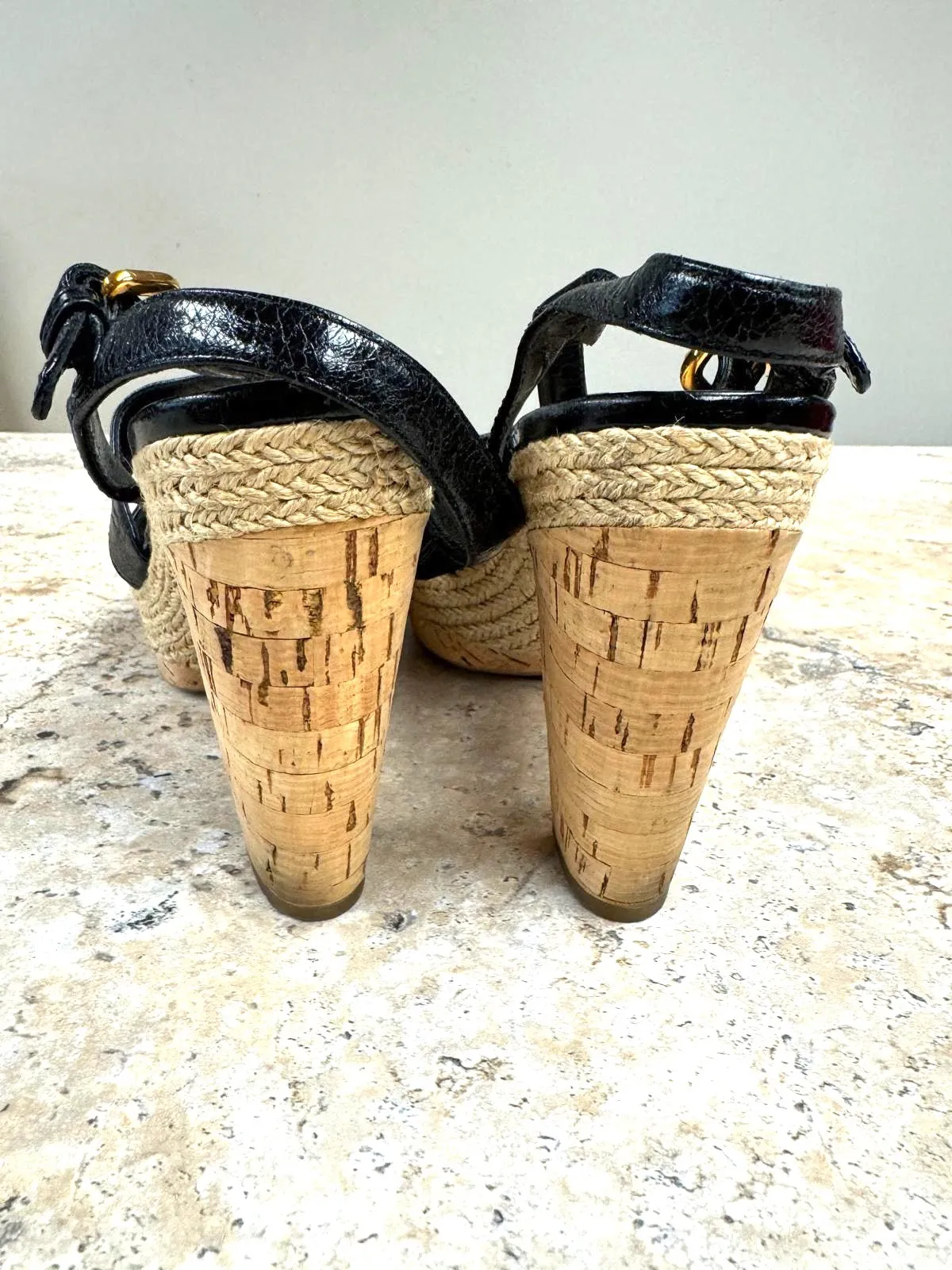 PRADA STRAPPY BRAIDED ACCENTS LEATHER ESPADRILLE SANDALS