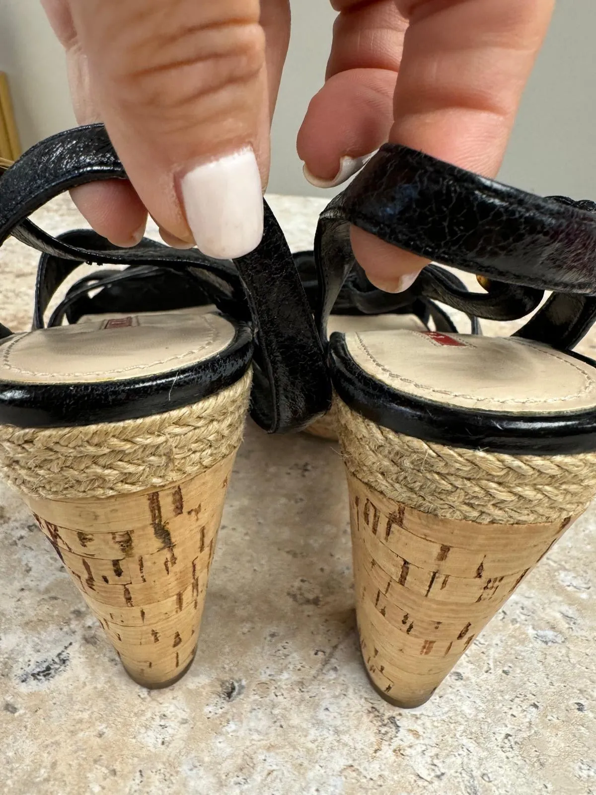 PRADA STRAPPY BRAIDED ACCENTS LEATHER ESPADRILLE SANDALS