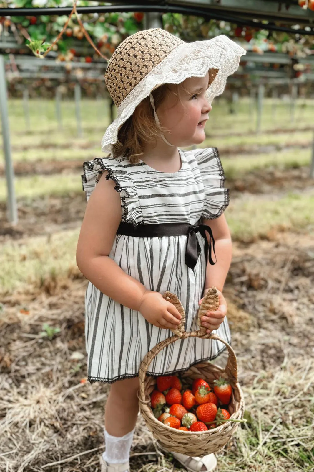 "Penny" Black Stripe Linen Dress & Bloomers