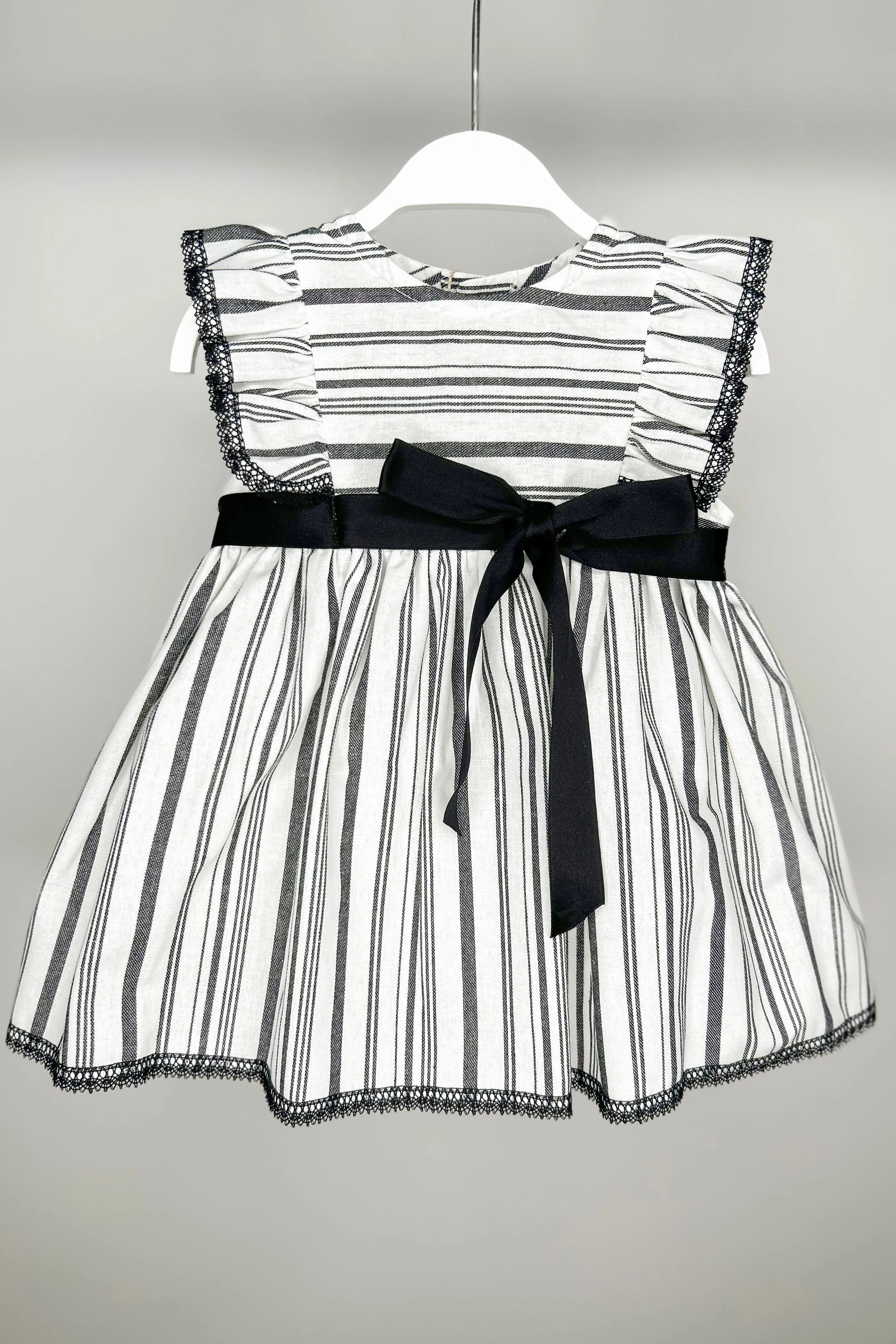 "Penny" Black Stripe Linen Dress & Bloomers