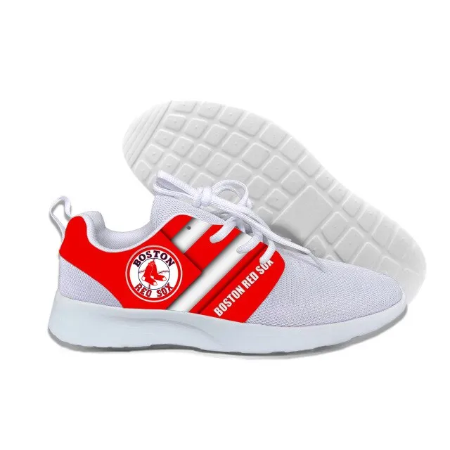 Red Sox Leisure Casual Sneakers Mens And Womens Breathable Lightweight Mesh Sport Running Shoes For Boston Baseball Fans