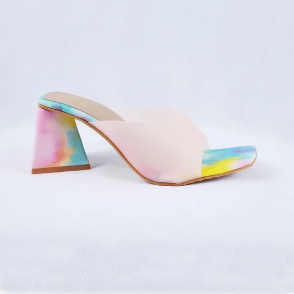 Sabeen Pink Block Heels Mules