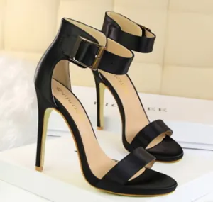 Satin stiletto platform high heels