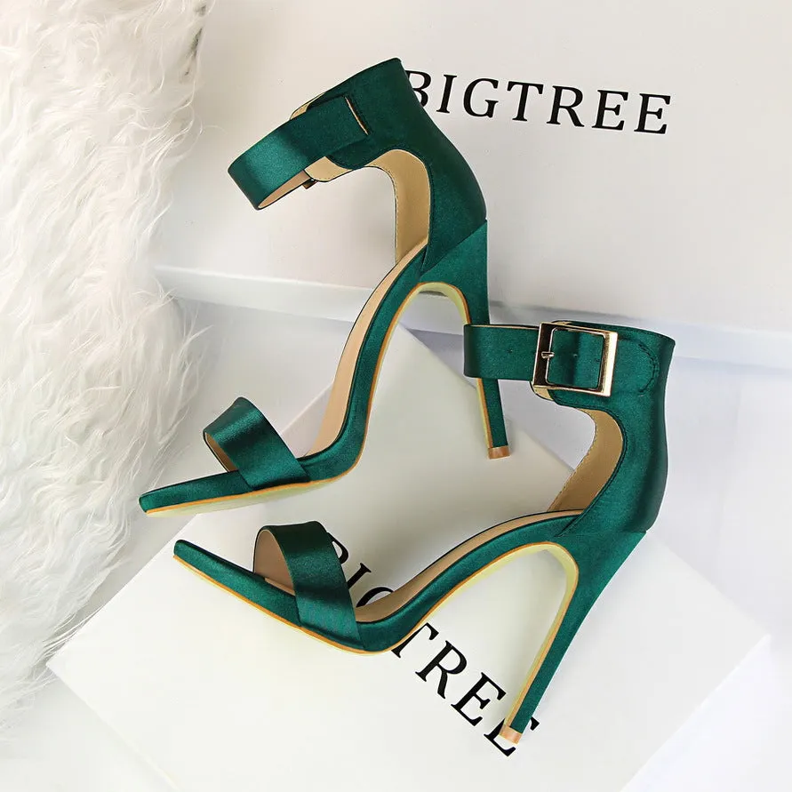 Satin stiletto platform high heels