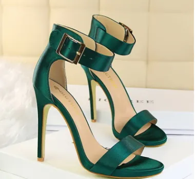 Satin stiletto platform high heels