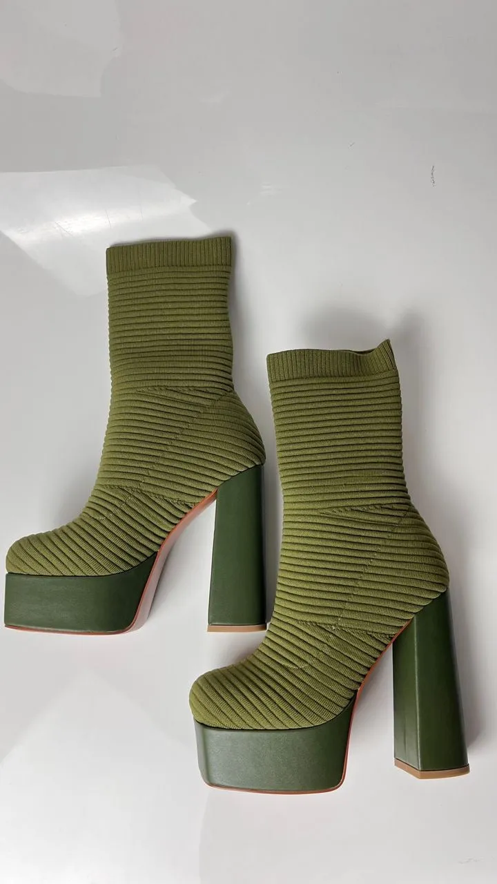 Single Stack Cherry On Top Olive Boot
