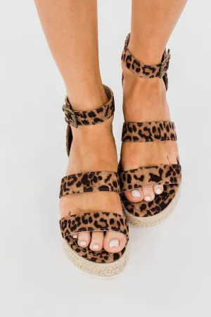 Sugar Tahini Platform Wedges- Tan Leopard