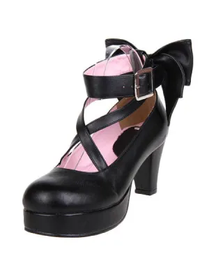 Sweet Platform Heels Lolita Shoes Ankle Straps Round Toe