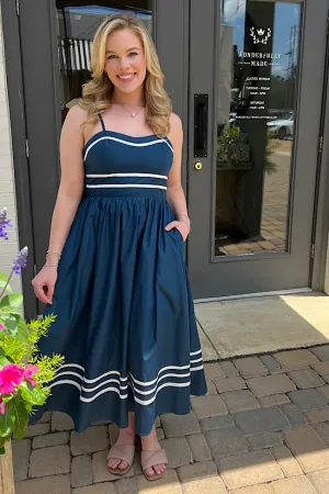 The Penny Dress in Navy and White