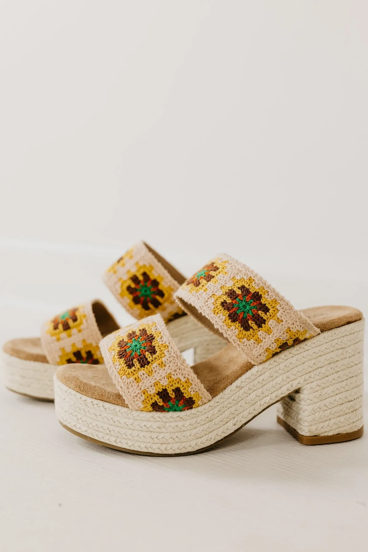 The Shirin Floral Crochet Platform Heel
