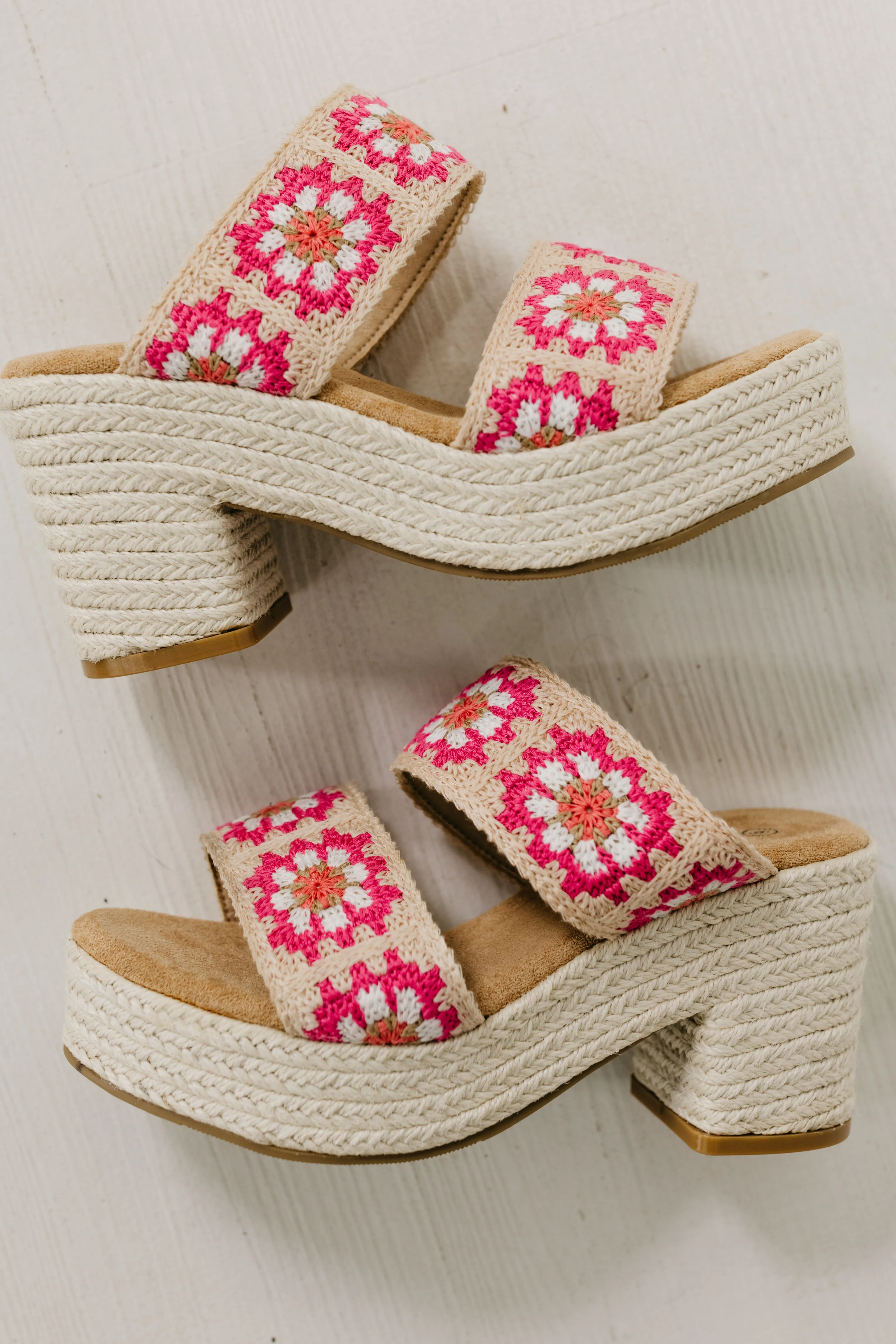 The Shirin Floral Crochet Platform Heel