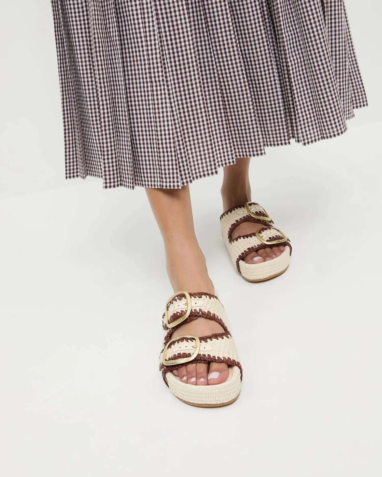 Theo Two-Band Sandal in Brown/Cream