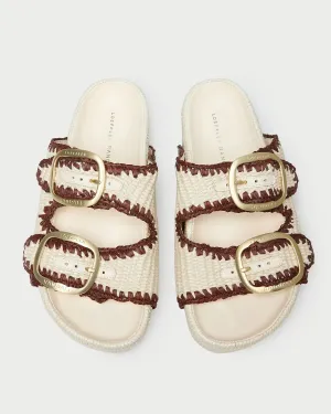 Theo Two-Band Sandal in Brown/Cream