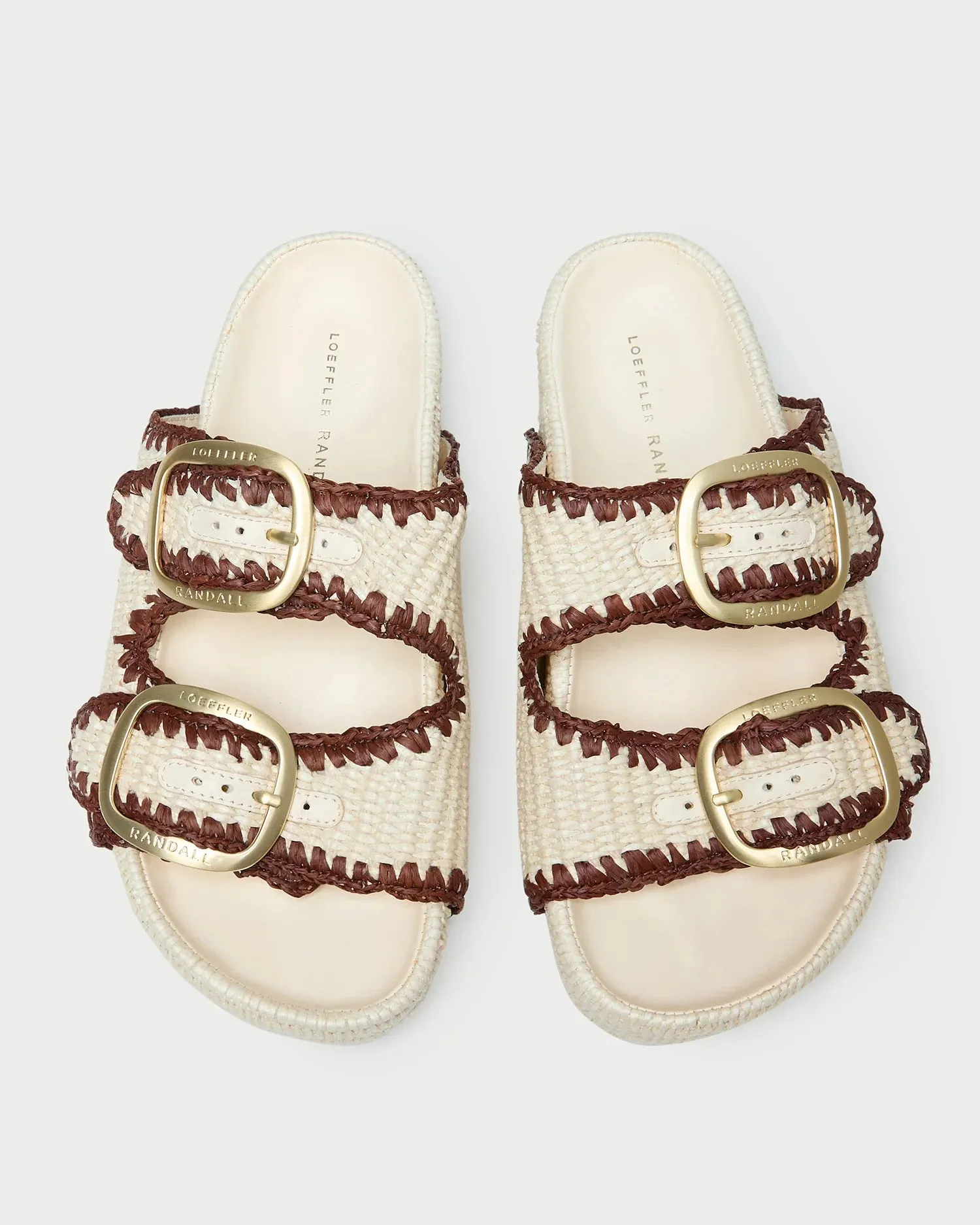 Theo Two-Band Sandal in Brown/Cream