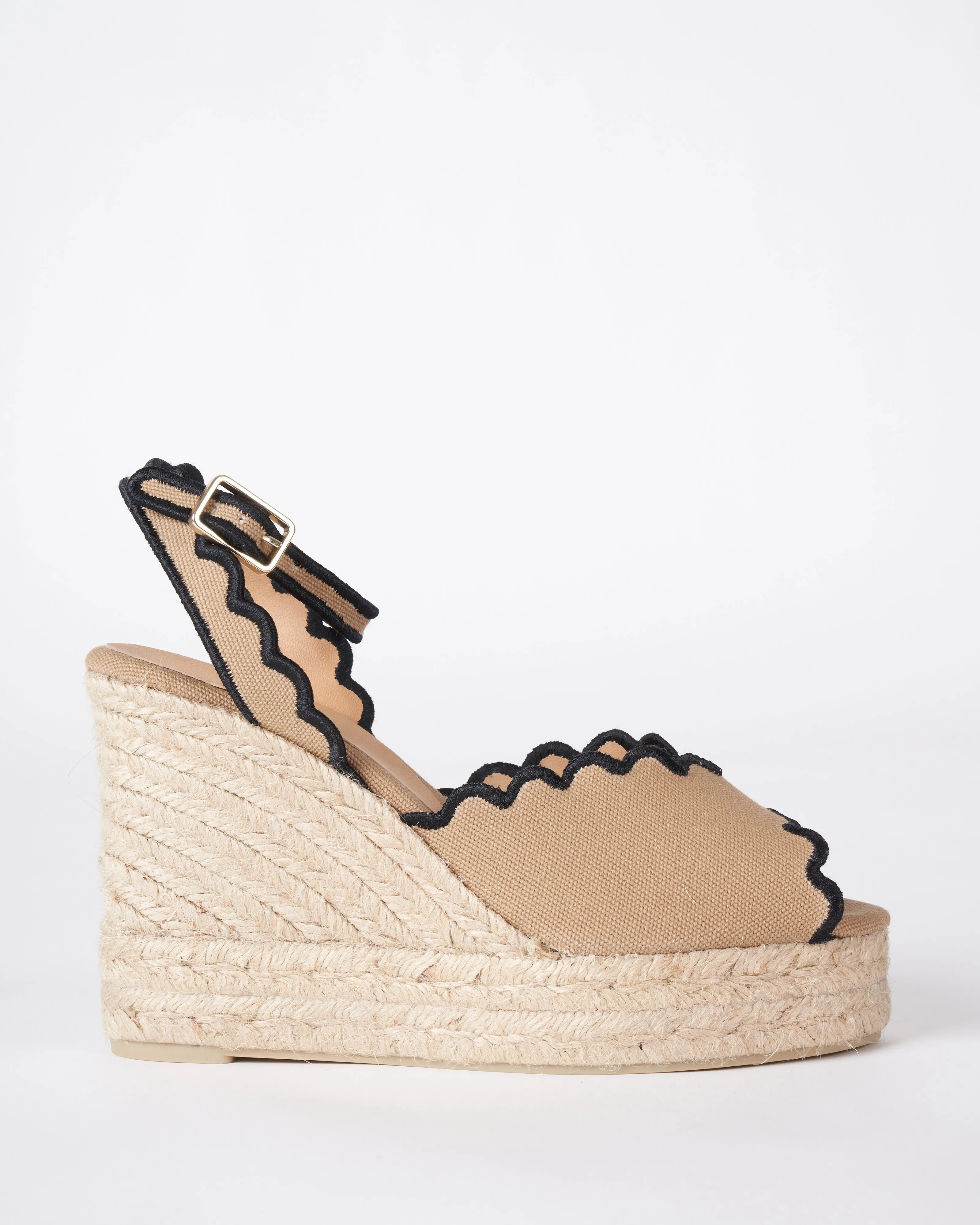 tierra wedge w/strap - tierra/black canvas