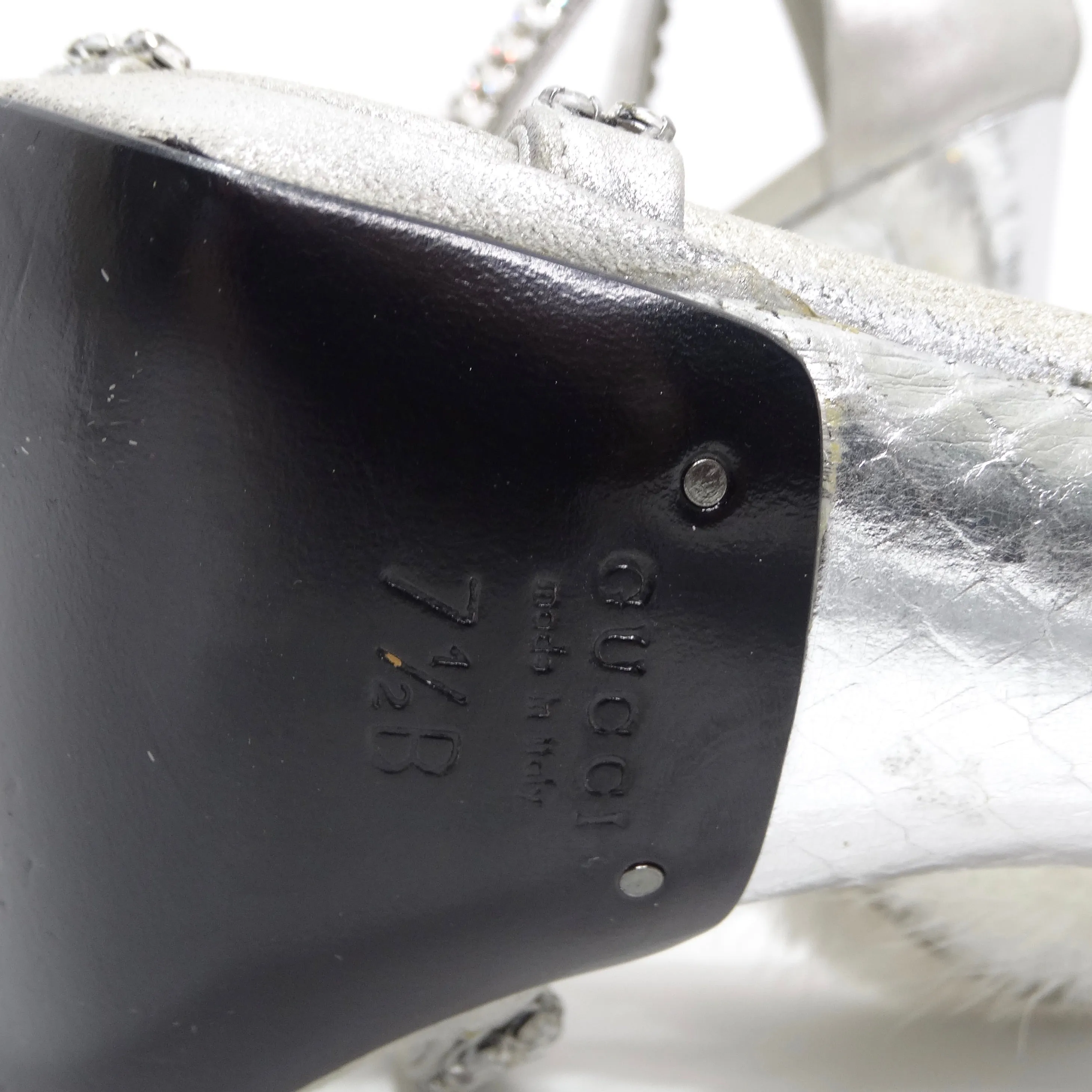 Tom Ford for Gucci Silver Strappy White Mink Leather Crystal Platform Shoes