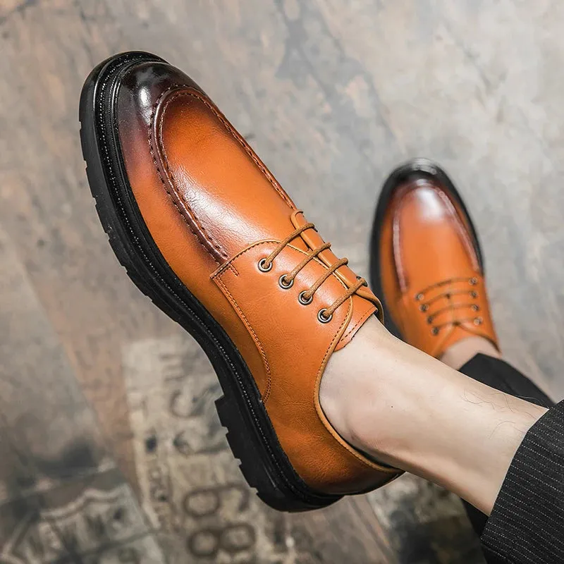 TrendMann Herren Oxford-Schuhe mit dicken Sohlen