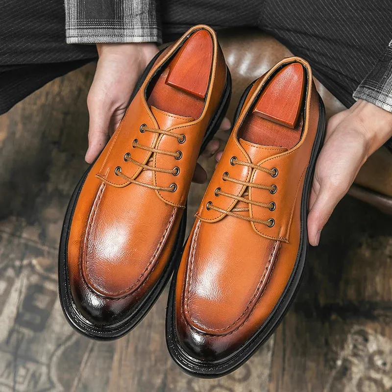 TrendMann Herren Oxford-Schuhe mit dicken Sohlen