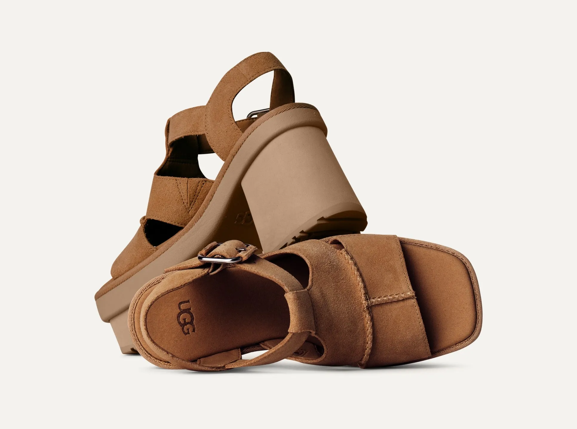 UGG New Heights Platform T-Strap in Chestnut