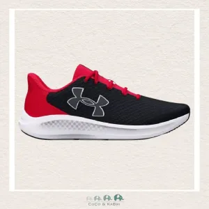 Under Armour Boys' Grade School Charged Pursuit 3 Big Logo Running Shoes Black/Red (Y1-101)