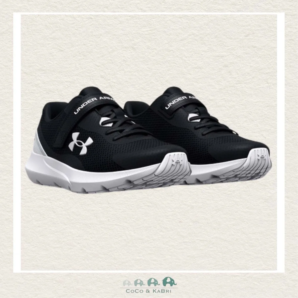 Under Armour Boys' Pre-School Surge 3 AC Running Shoes Black/White. (Y3)
