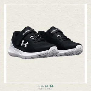 Under Armour Boys' Pre-School Surge 3 AC Running Shoes Black/White. (Y3)