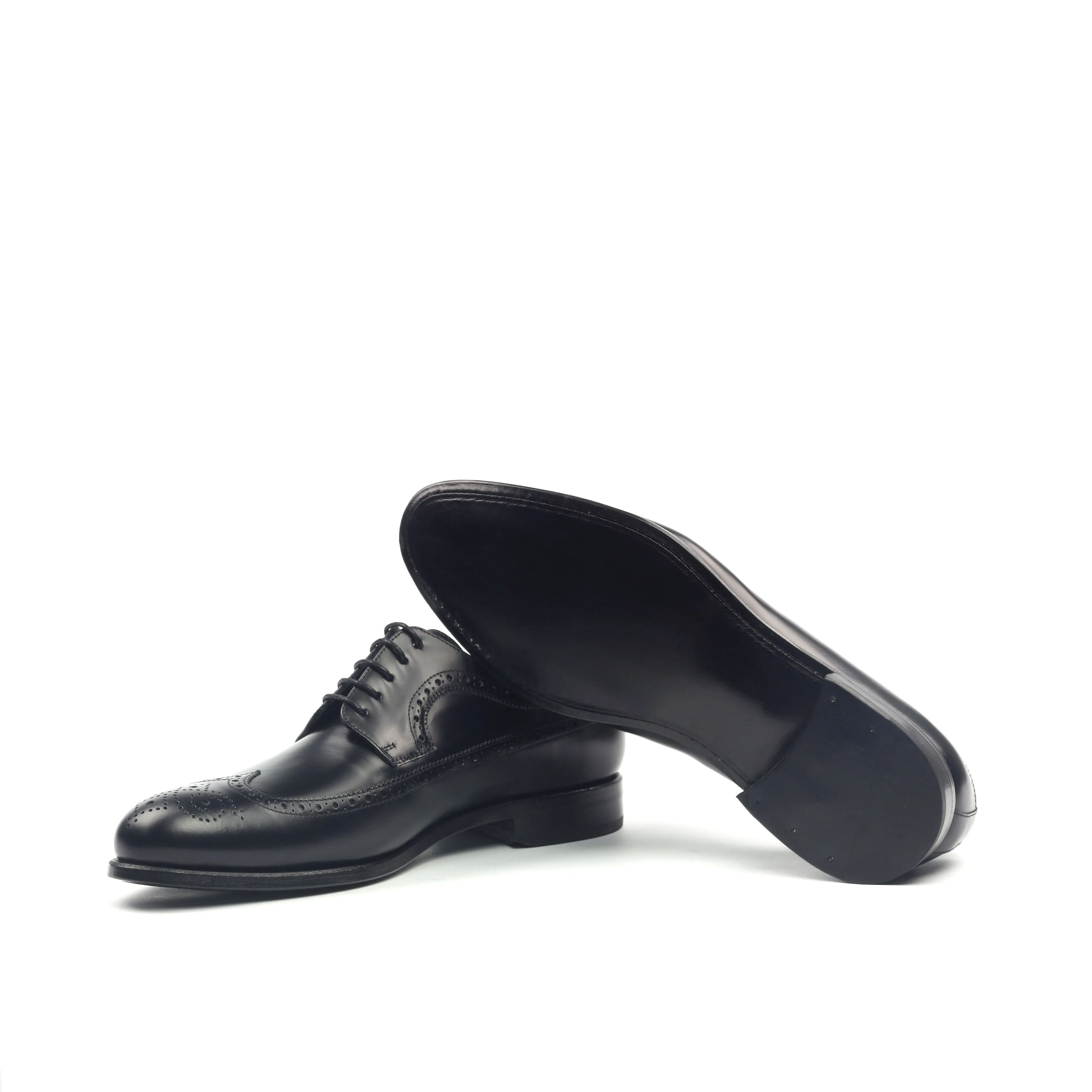 Unique Handcrafted Black Wingtip Oxford w/ Full Brogue