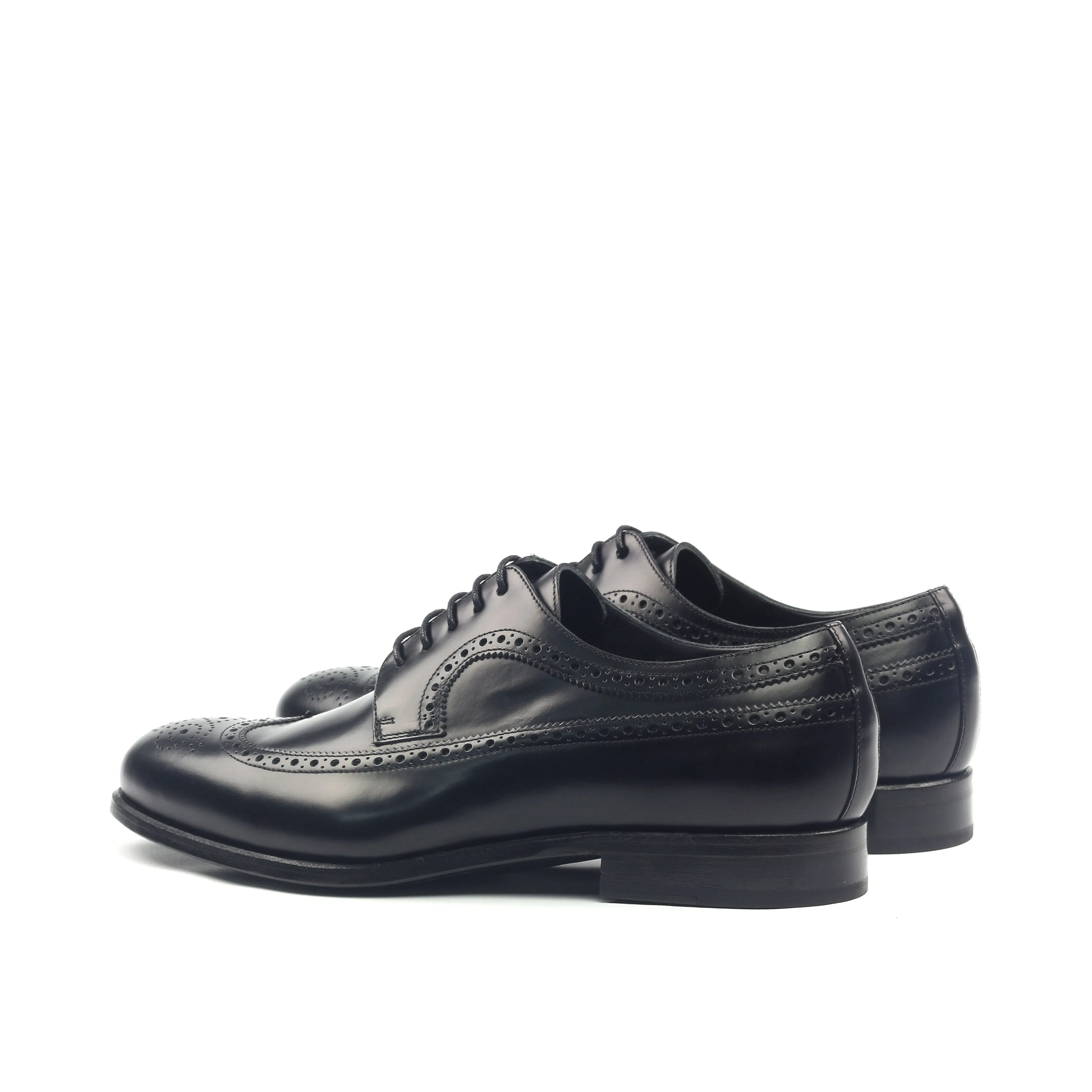 Unique Handcrafted Black Wingtip Oxford w/ Full Brogue