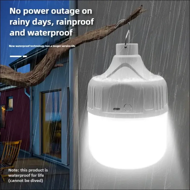 Usb rechargeable portable camping light bulb, waterproof tent hanging light, outdoor hiking picnic