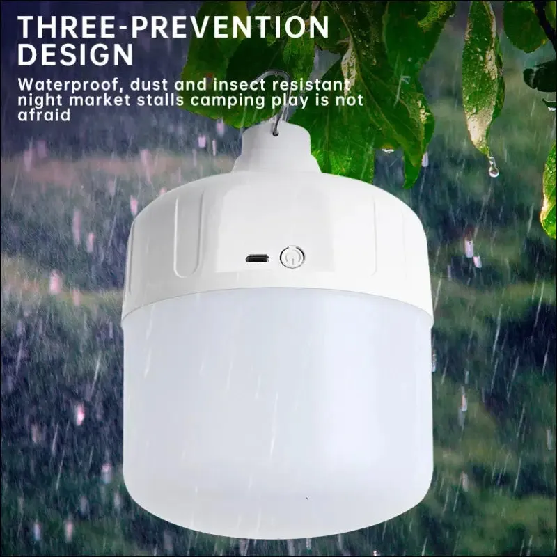 Usb rechargeable portable camping light bulb, waterproof tent hanging light, outdoor hiking picnic