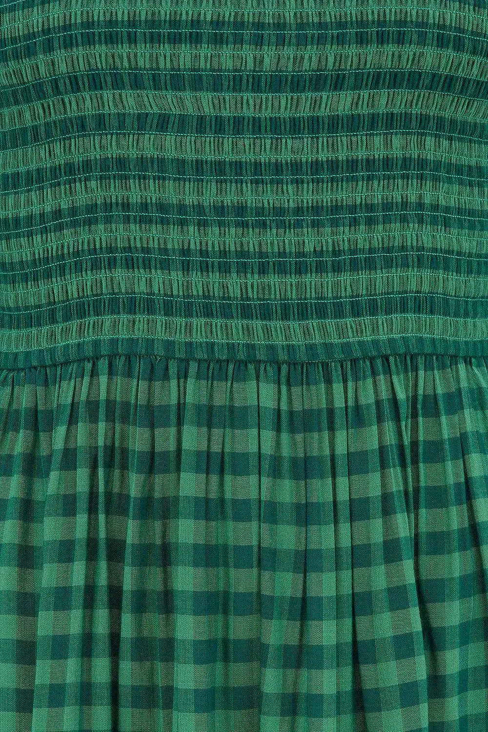 Vestido Penny Midi Shirred Green Gingham