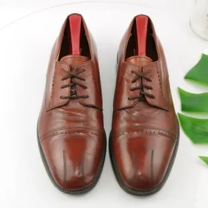 VTG Stanley Blacker Mens Oxford  Size 11.5 Red Leather Italy Handmade Dress Shoe