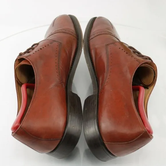 VTG Stanley Blacker Mens Oxford  Size 11.5 Red Leather Italy Handmade Dress Shoe