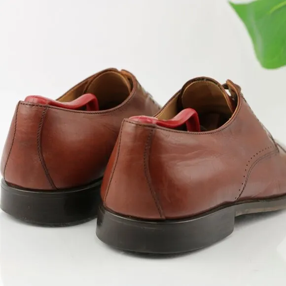 VTG Stanley Blacker Mens Oxford  Size 11.5 Red Leather Italy Handmade Dress Shoe