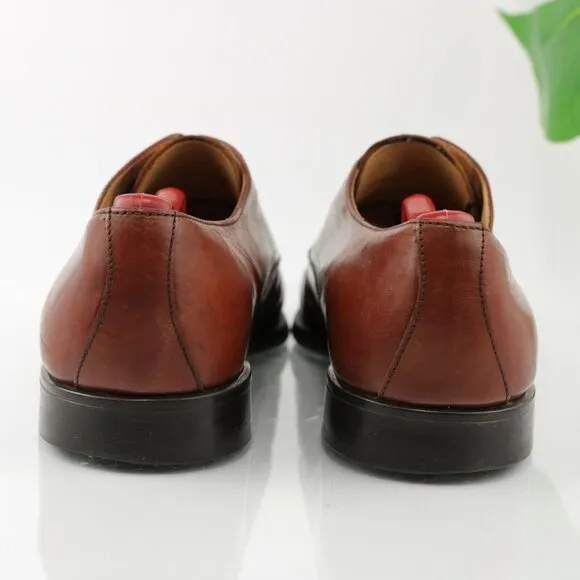 VTG Stanley Blacker Mens Oxford  Size 11.5 Red Leather Italy Handmade Dress Shoe