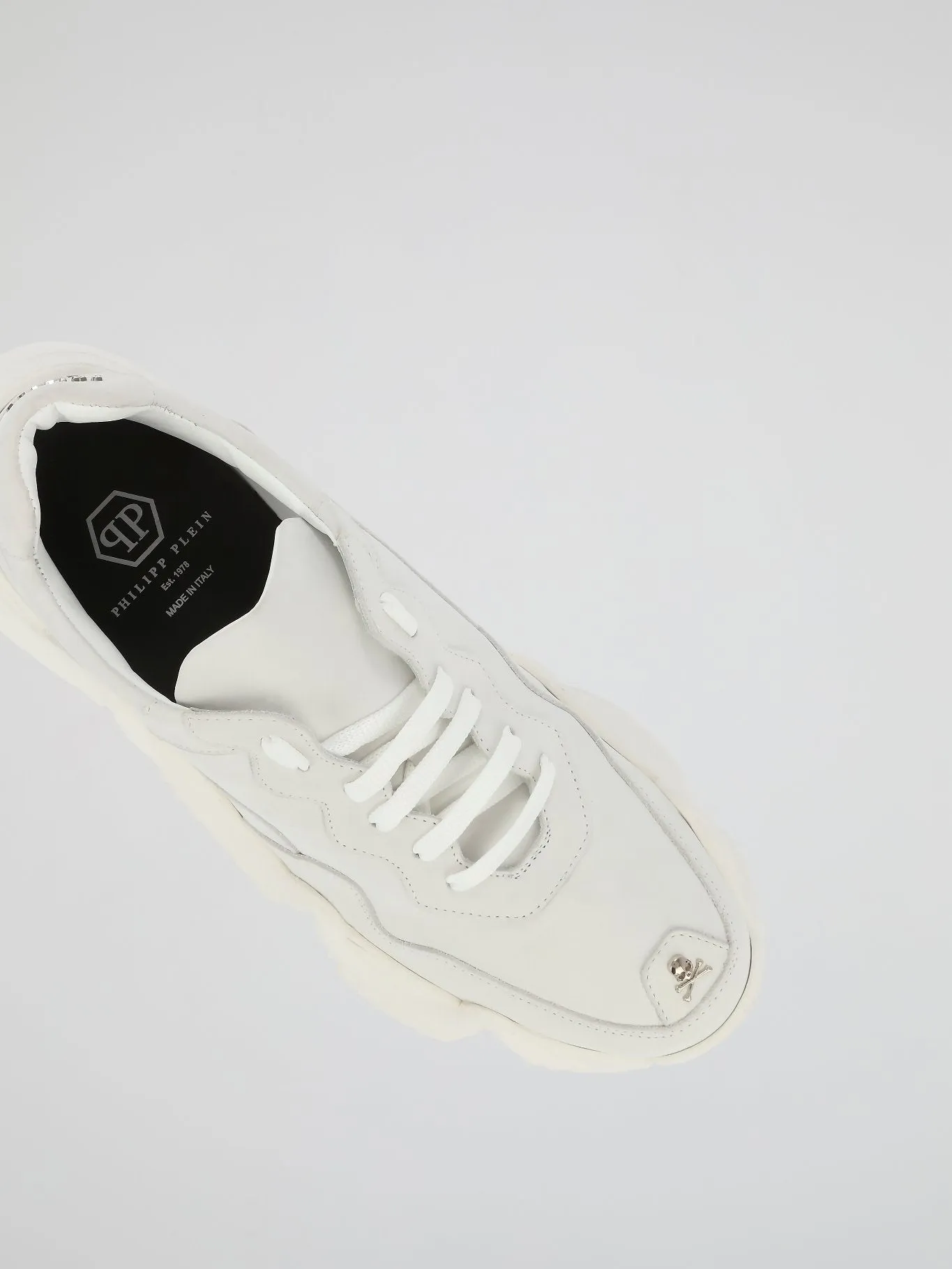 White Chunky Sole Skull Trainers